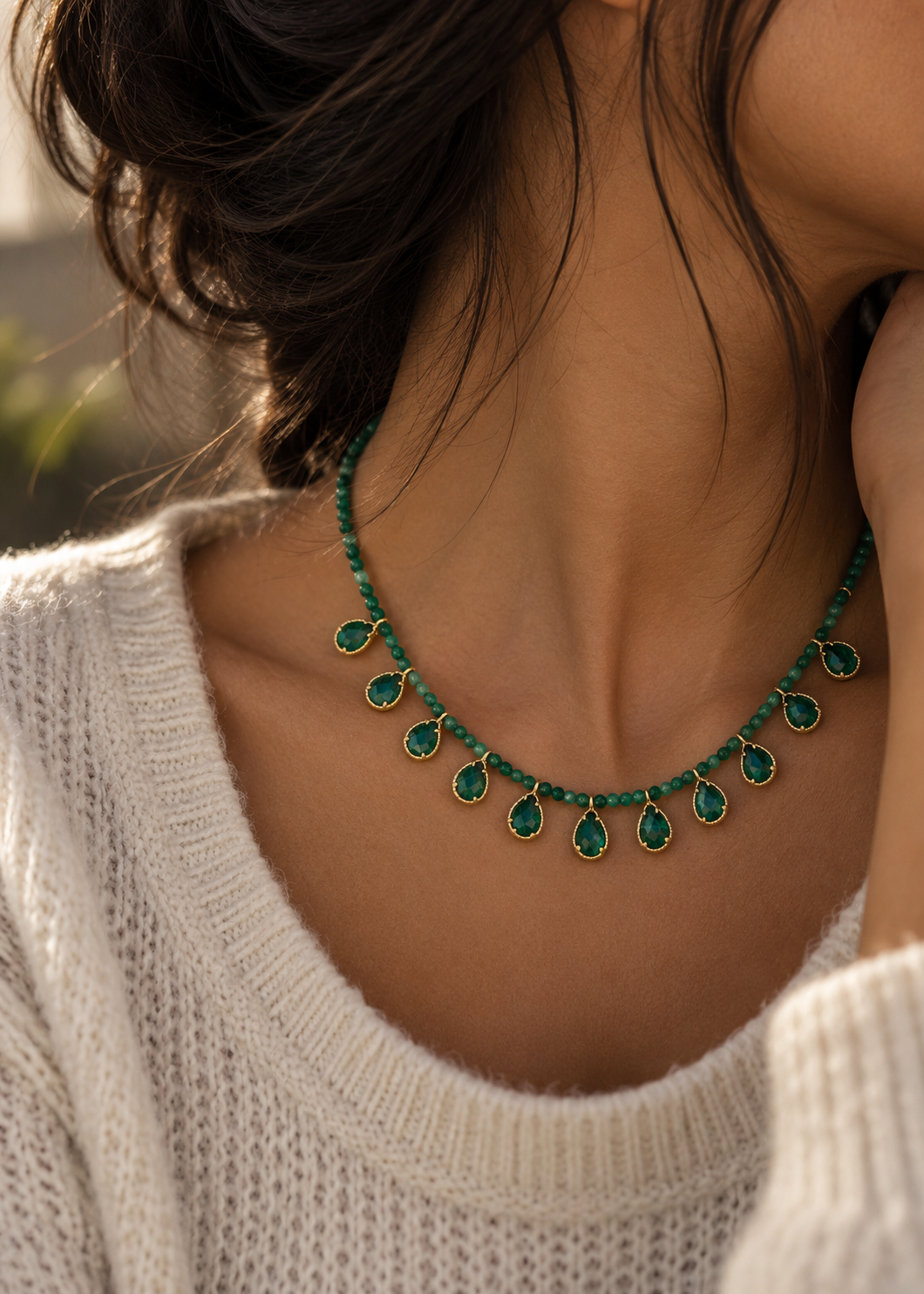 Kette mit Anhänger 'Malachite'