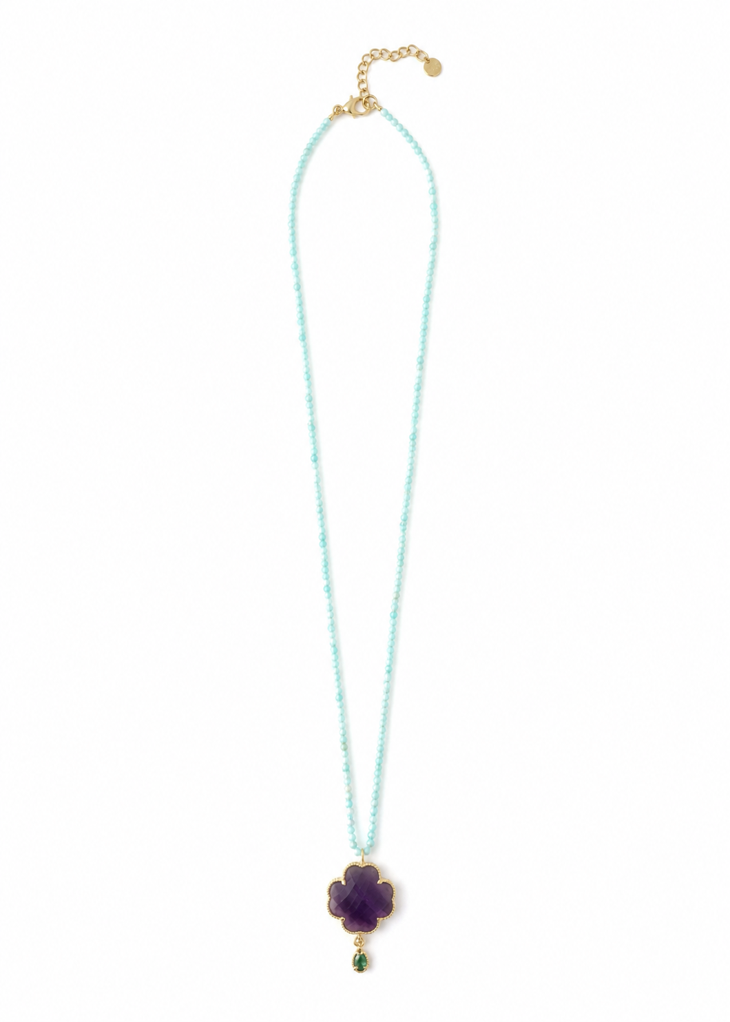 Kette 'Kleeblatt' Amethyst-Türkis