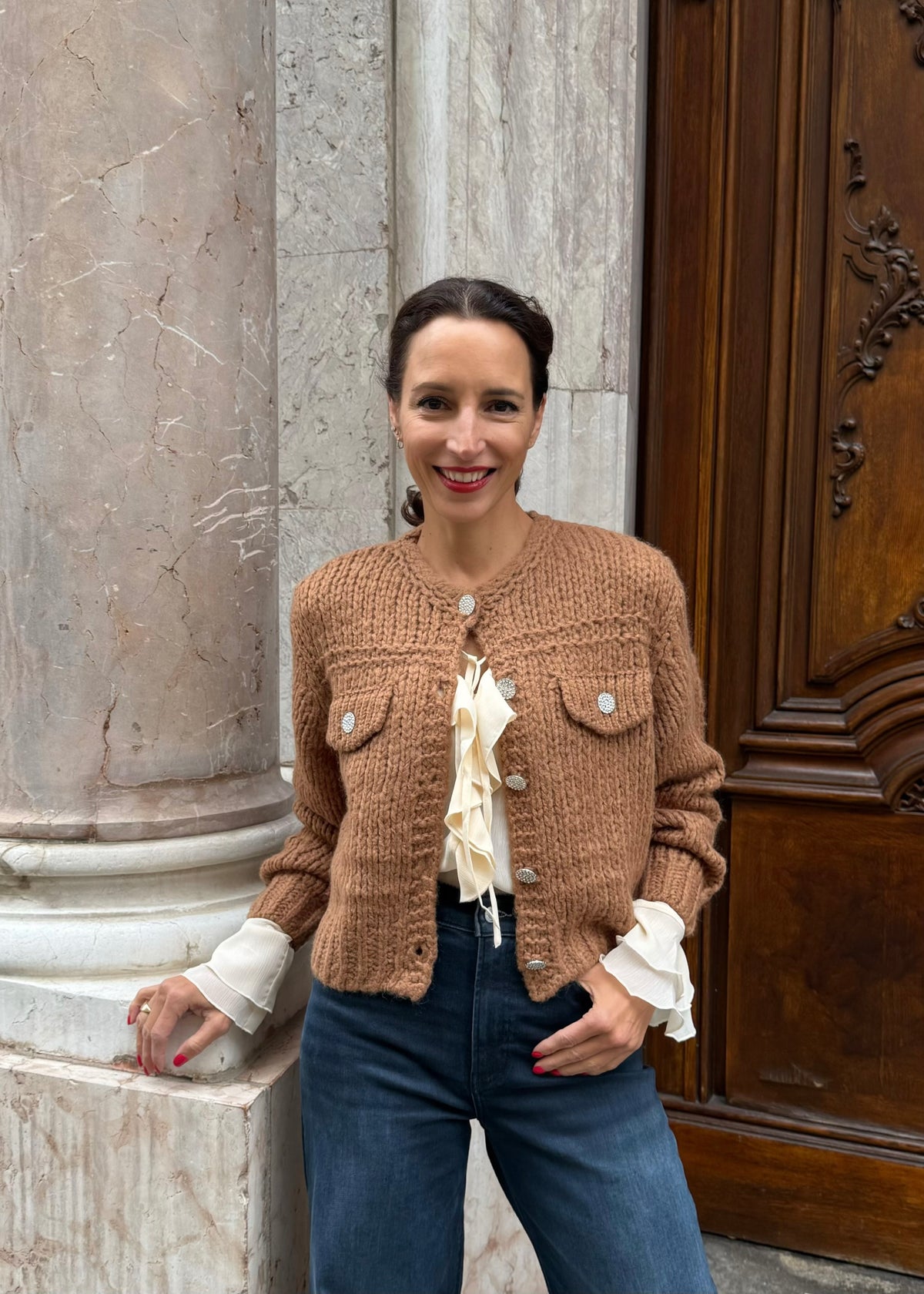Strickjacke mit Schmuckknöpfen &#39;Braun&#39;