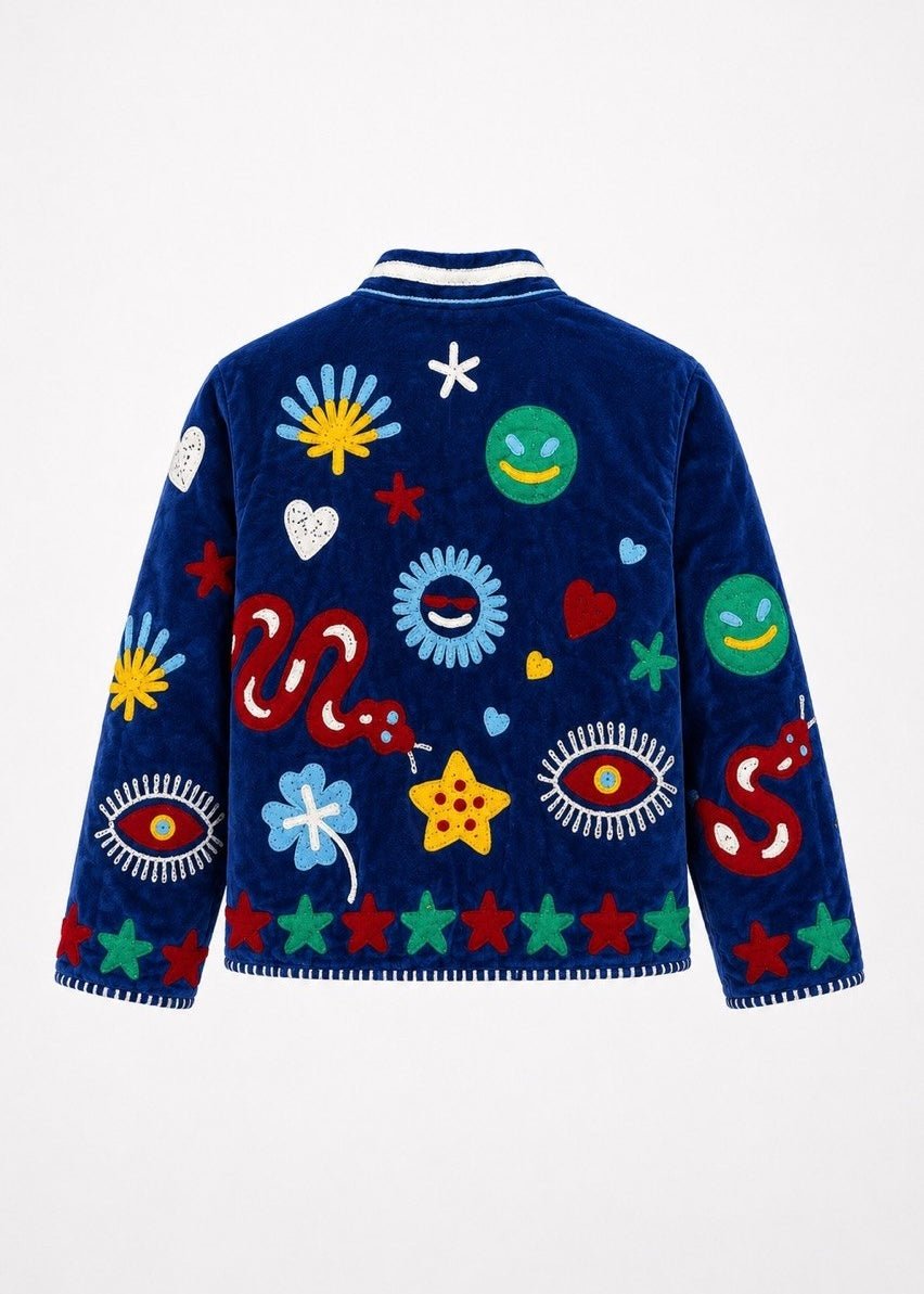 Bohojacke aus Samt 'Blau'