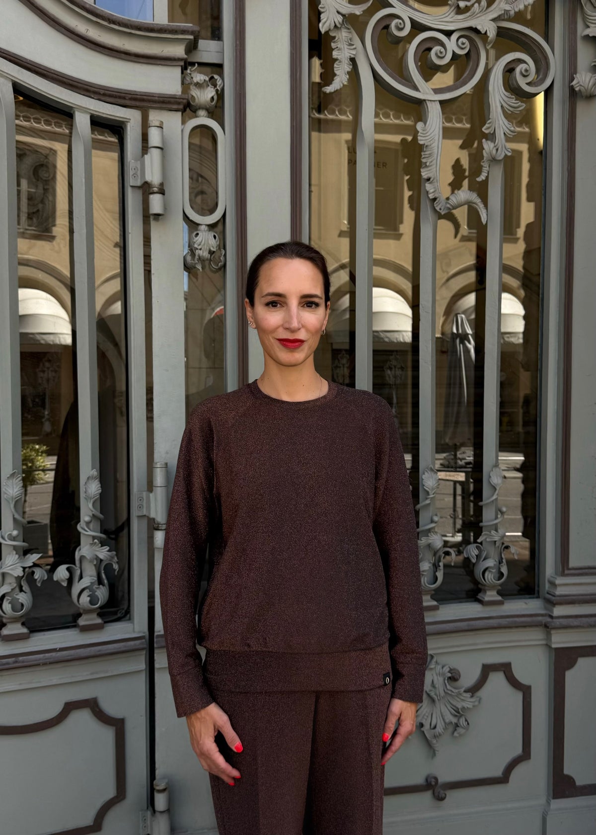 Sweatshirt mit Lurex &#39;Braun&#39;