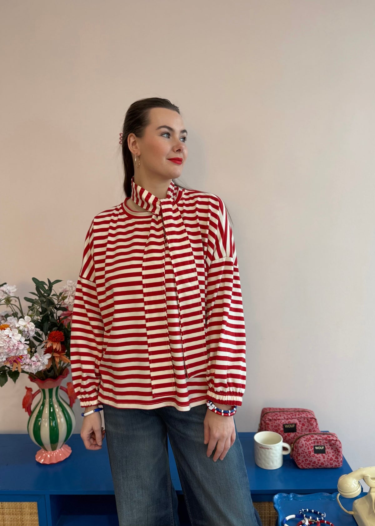 Ringel-Sweatshirt 'Rot'