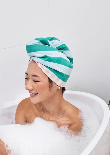 Haar Turban Stripes 'Türkis-Rosa'