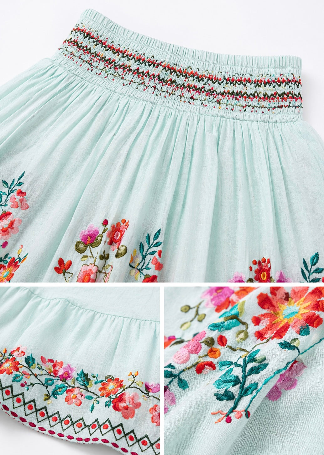 Rock mit Blumenprint 'Aqua'