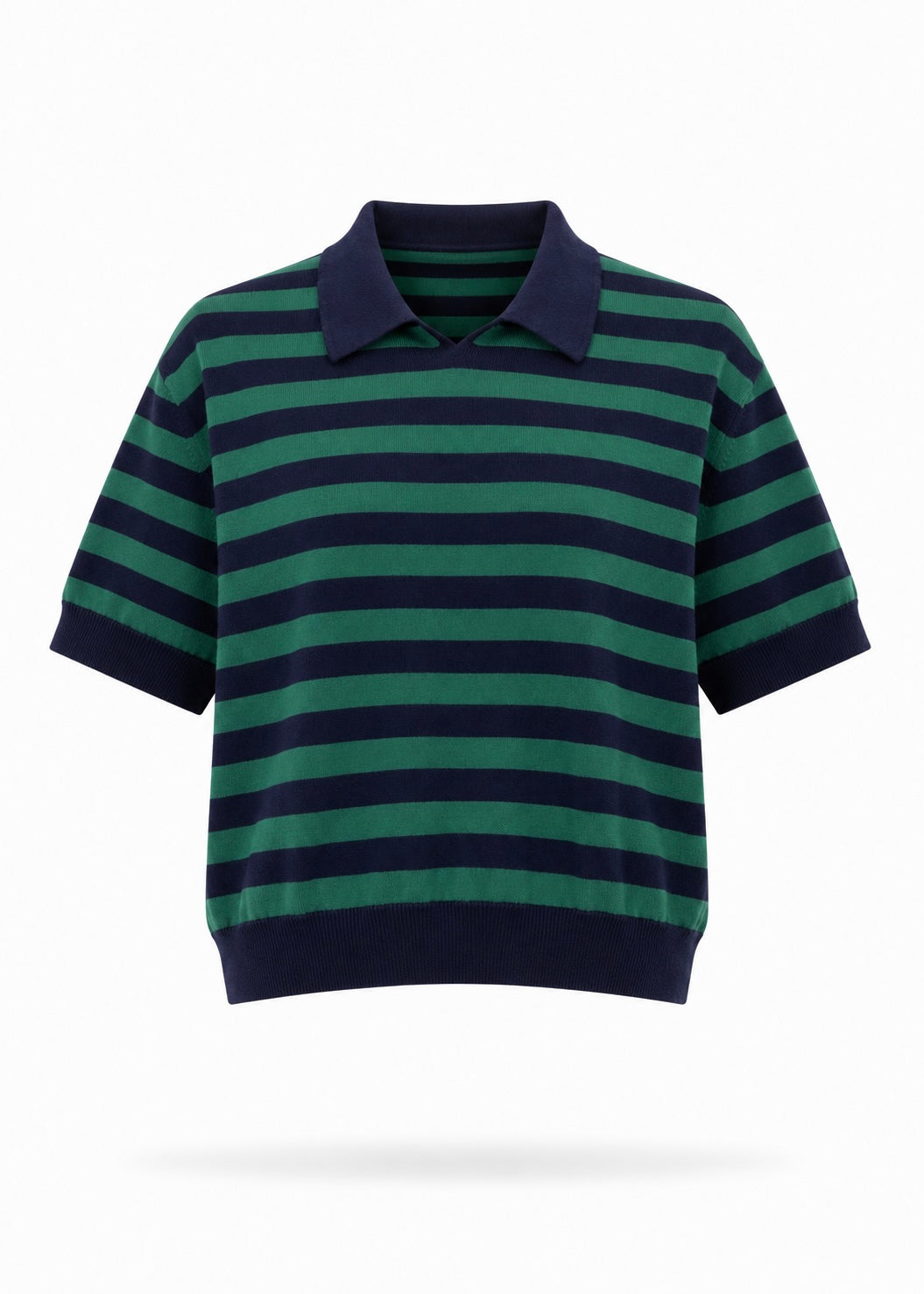 Strick-Poloshirt gestreift 'Grün'