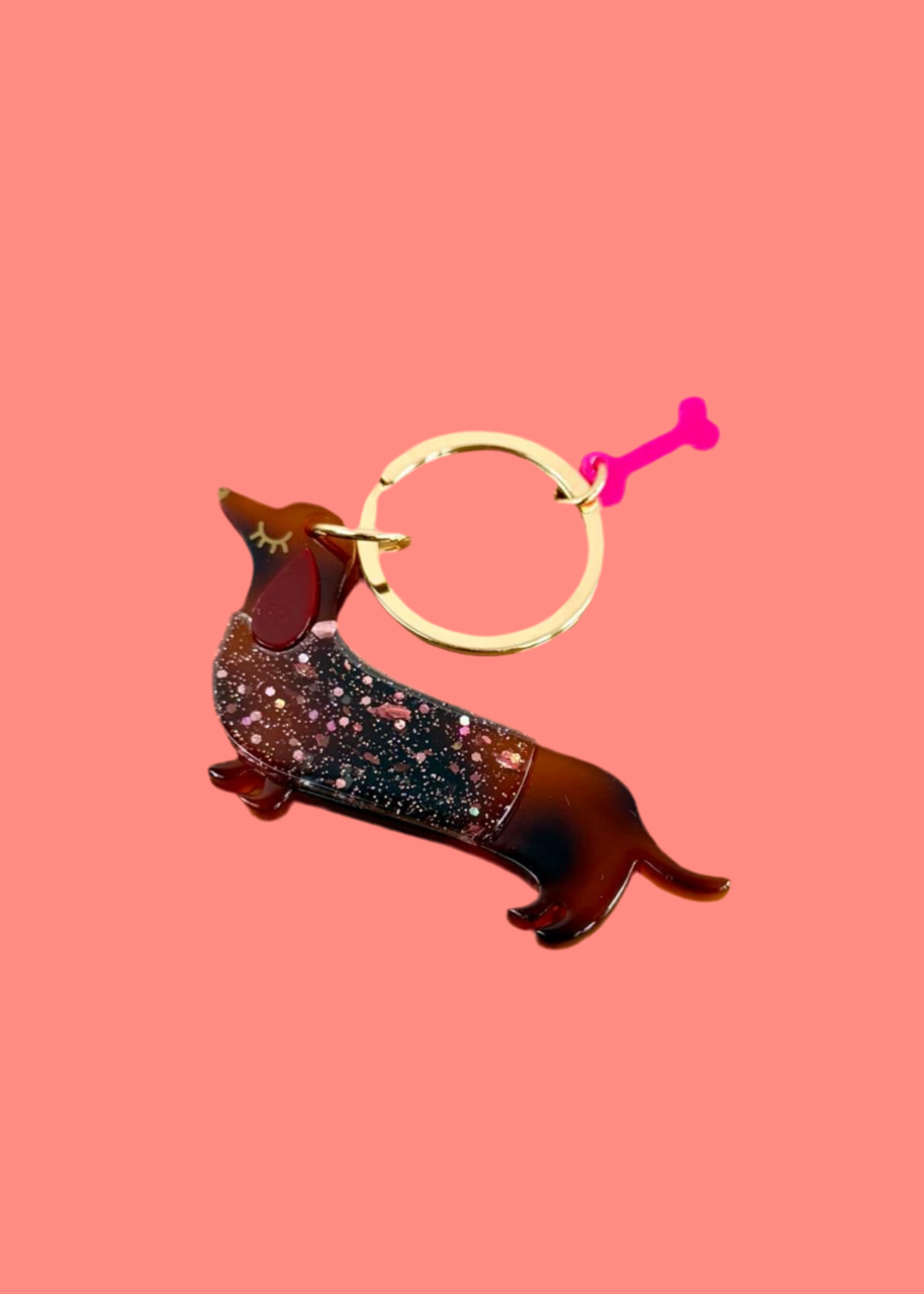 Schlüsselanhänger &#39;Dackel&#39; Glitter