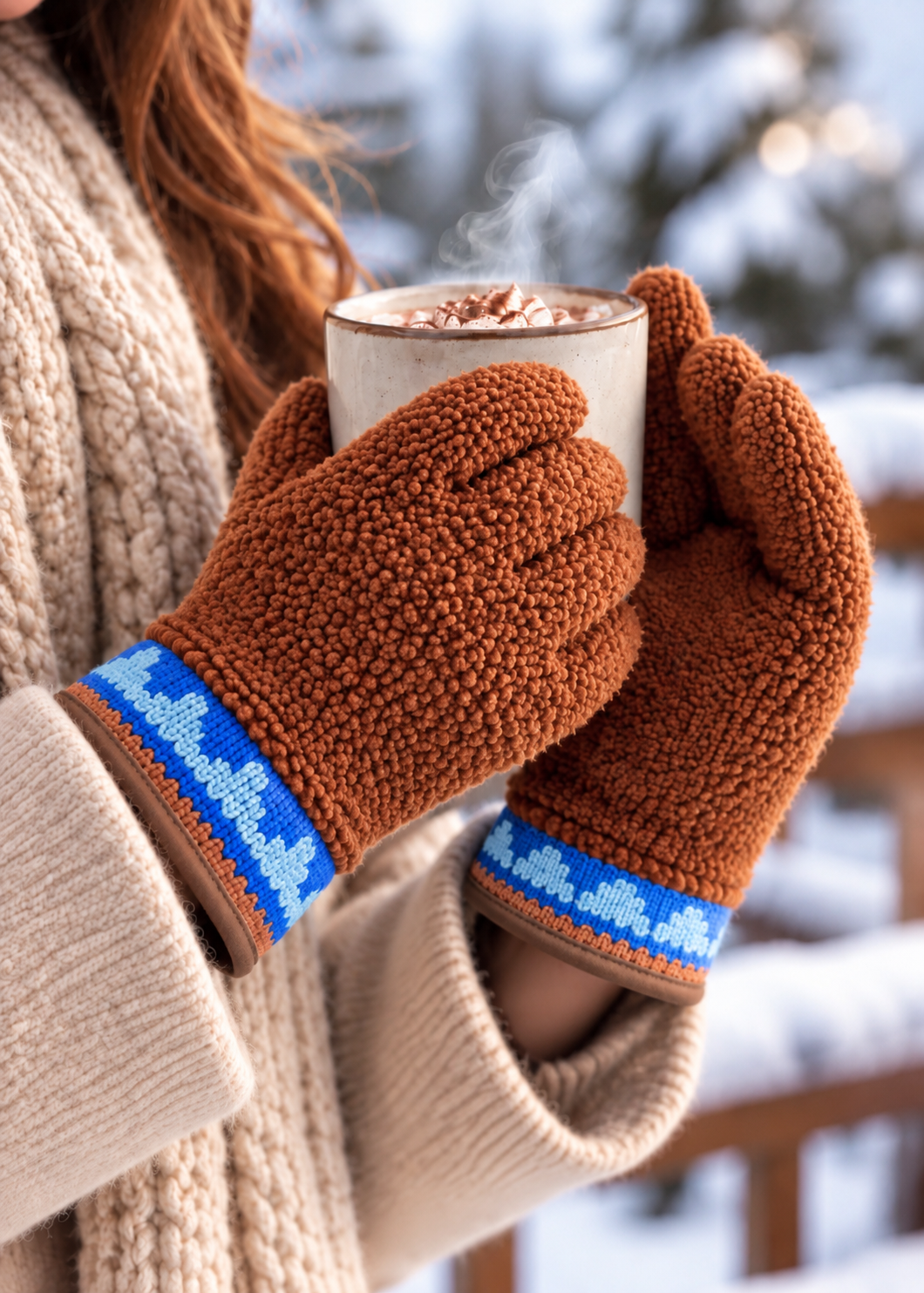Handschuhe 'Teddyfell' Braun