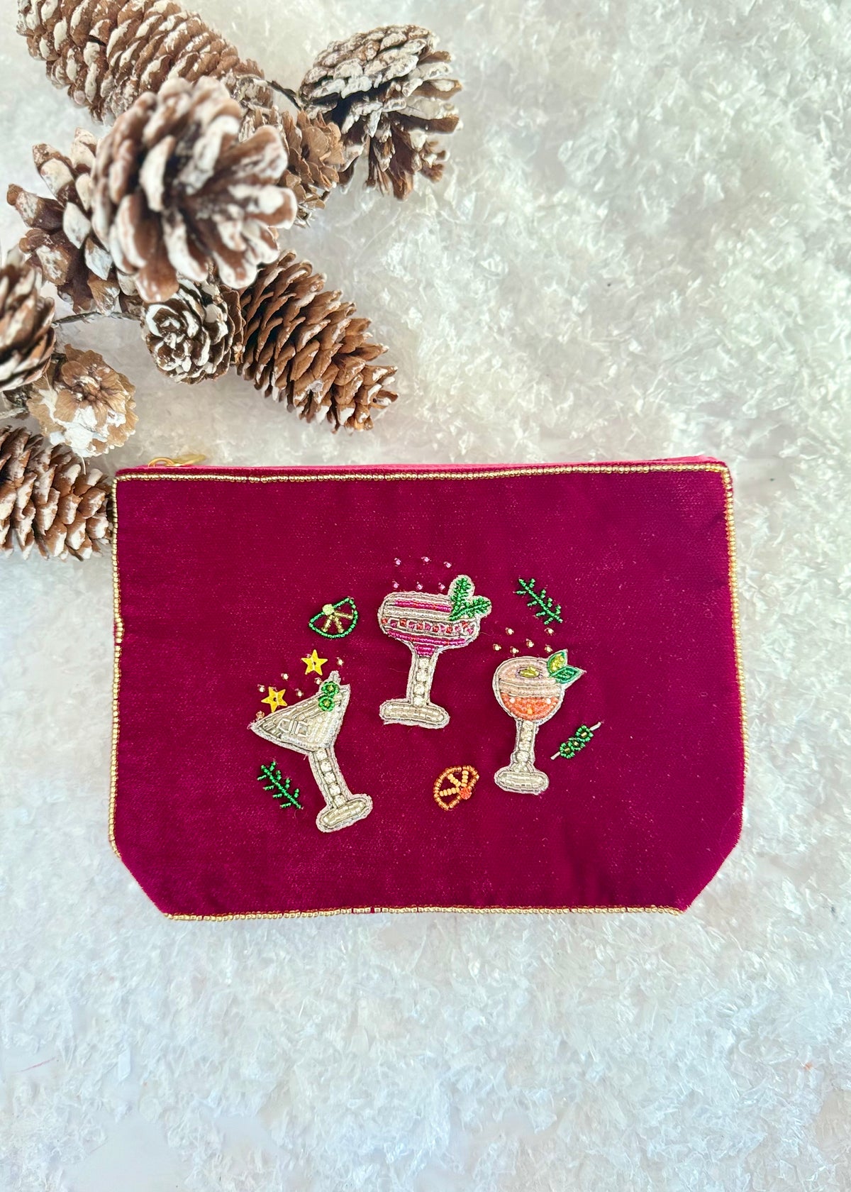 Kosmetiktasche Samt Cockails