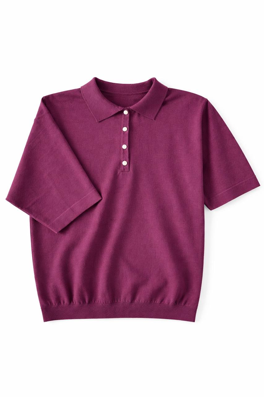 Strick-Poloshirt mit Perlen 'Bordeaux'