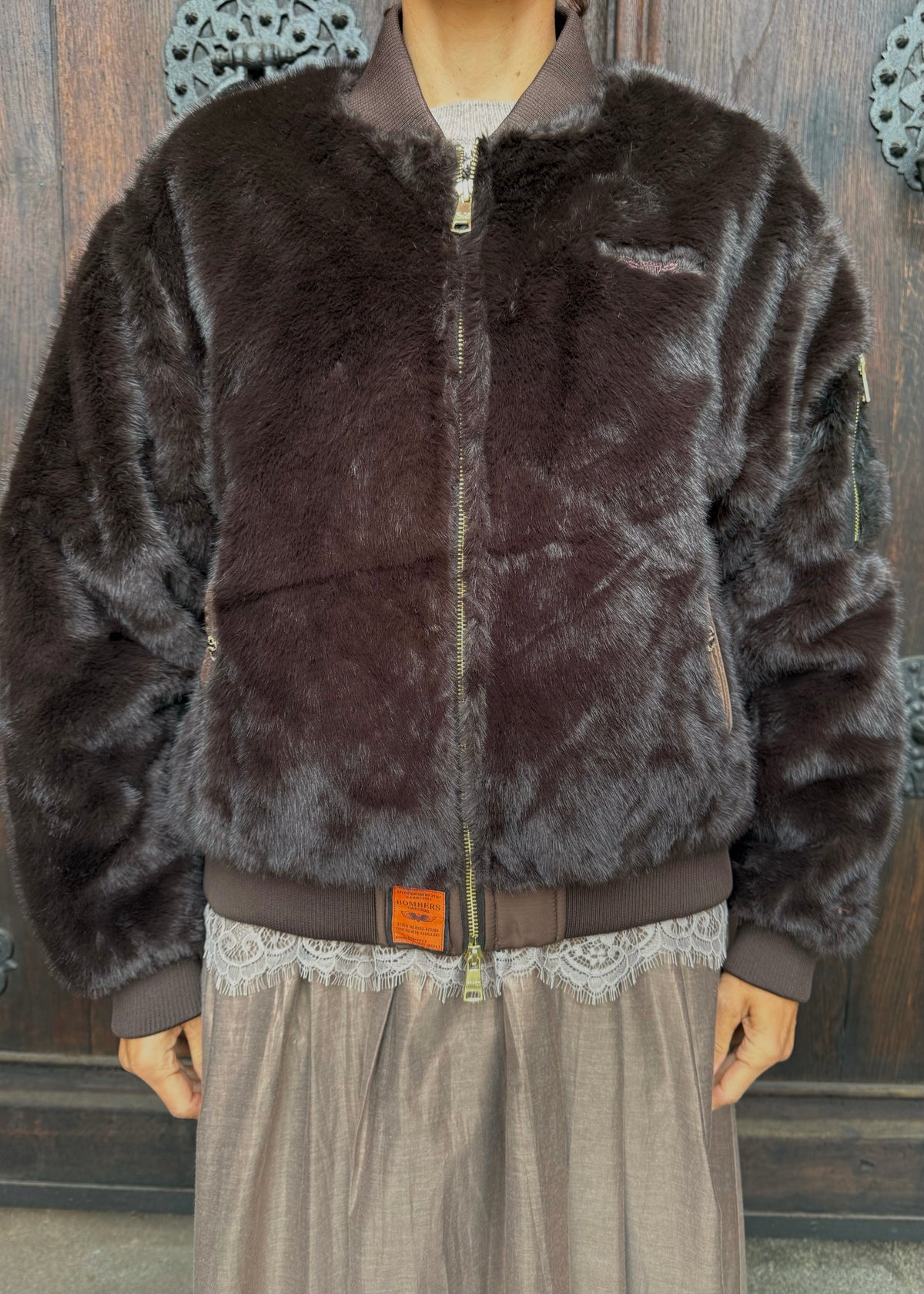 Bomberjacke Fake Fur &#39;Braun&#39;