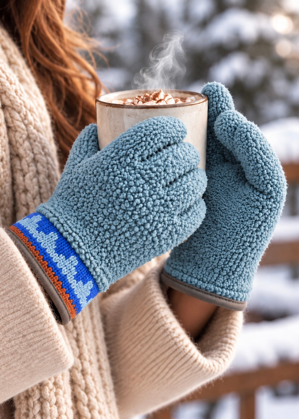Handschuhe 'Teddyfell' Blau