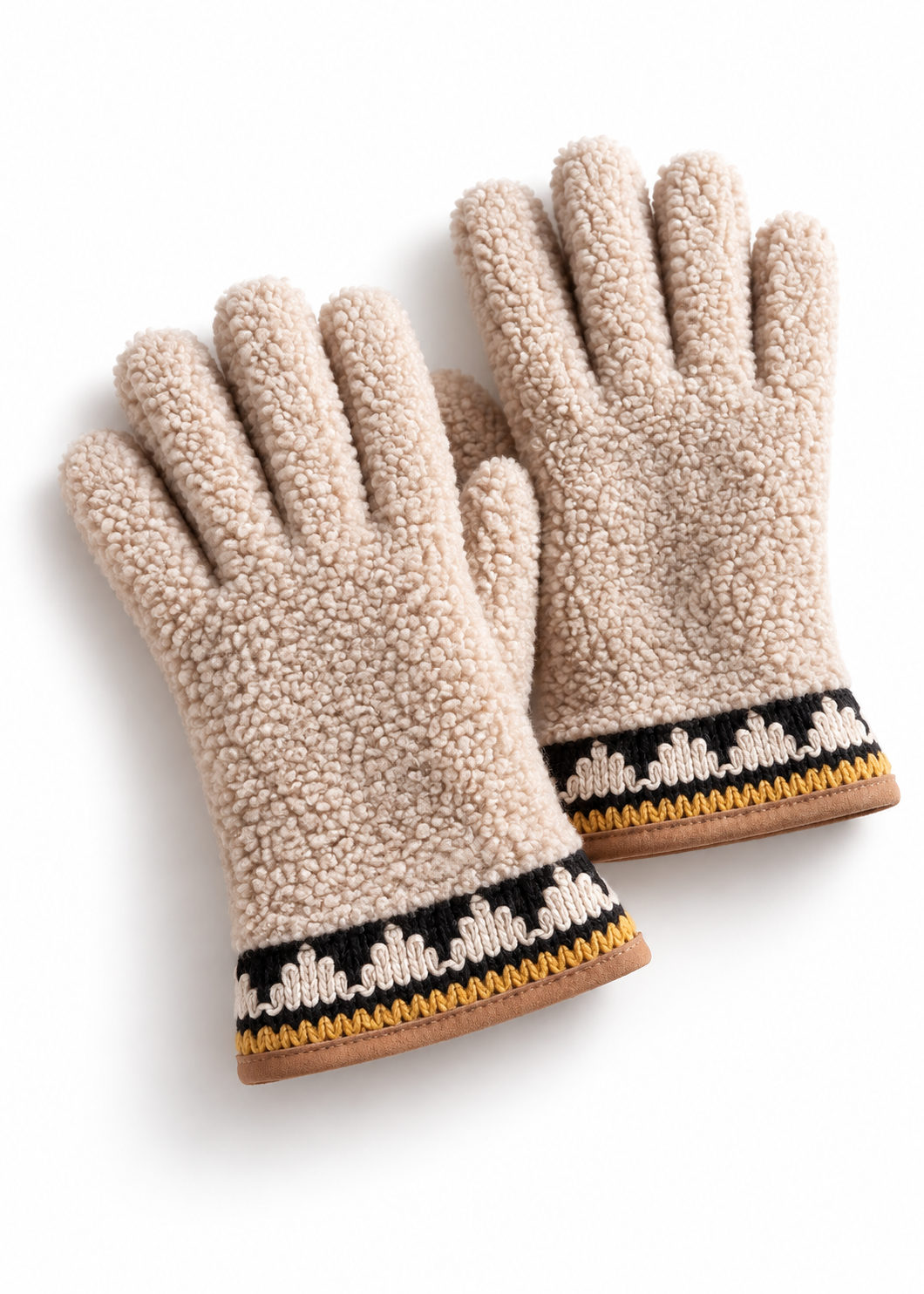 Handschuhe 'Teddyfell' Beige