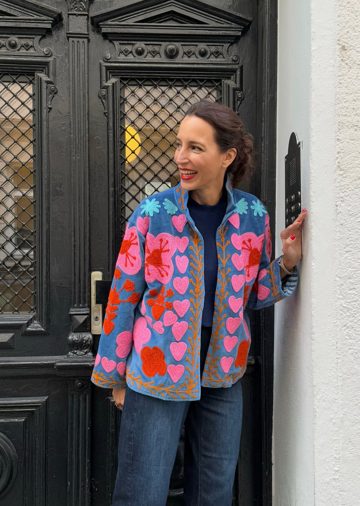 Bohojacke aus Samt 'Blau'