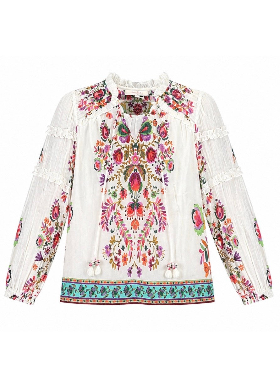 Bluse mit Blumenprint 'Weiß'