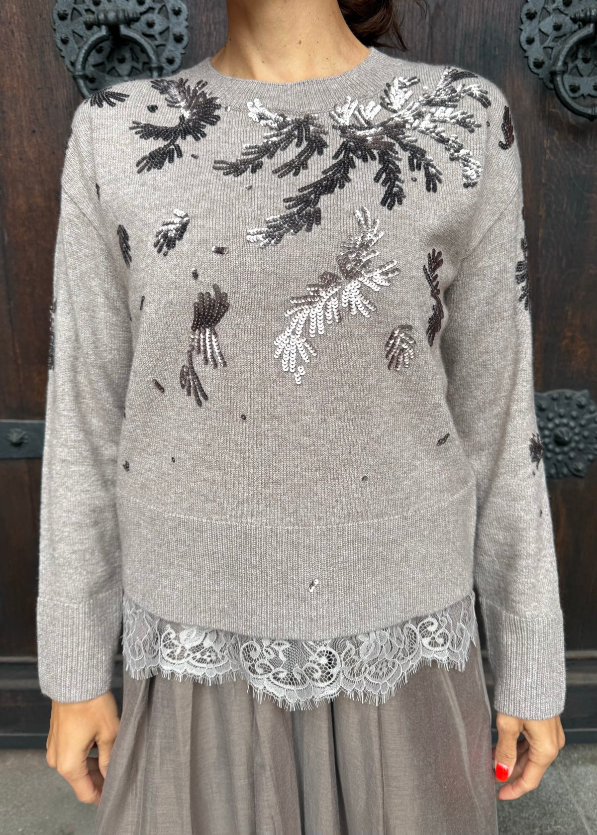 Strickpullover mit Pailletten