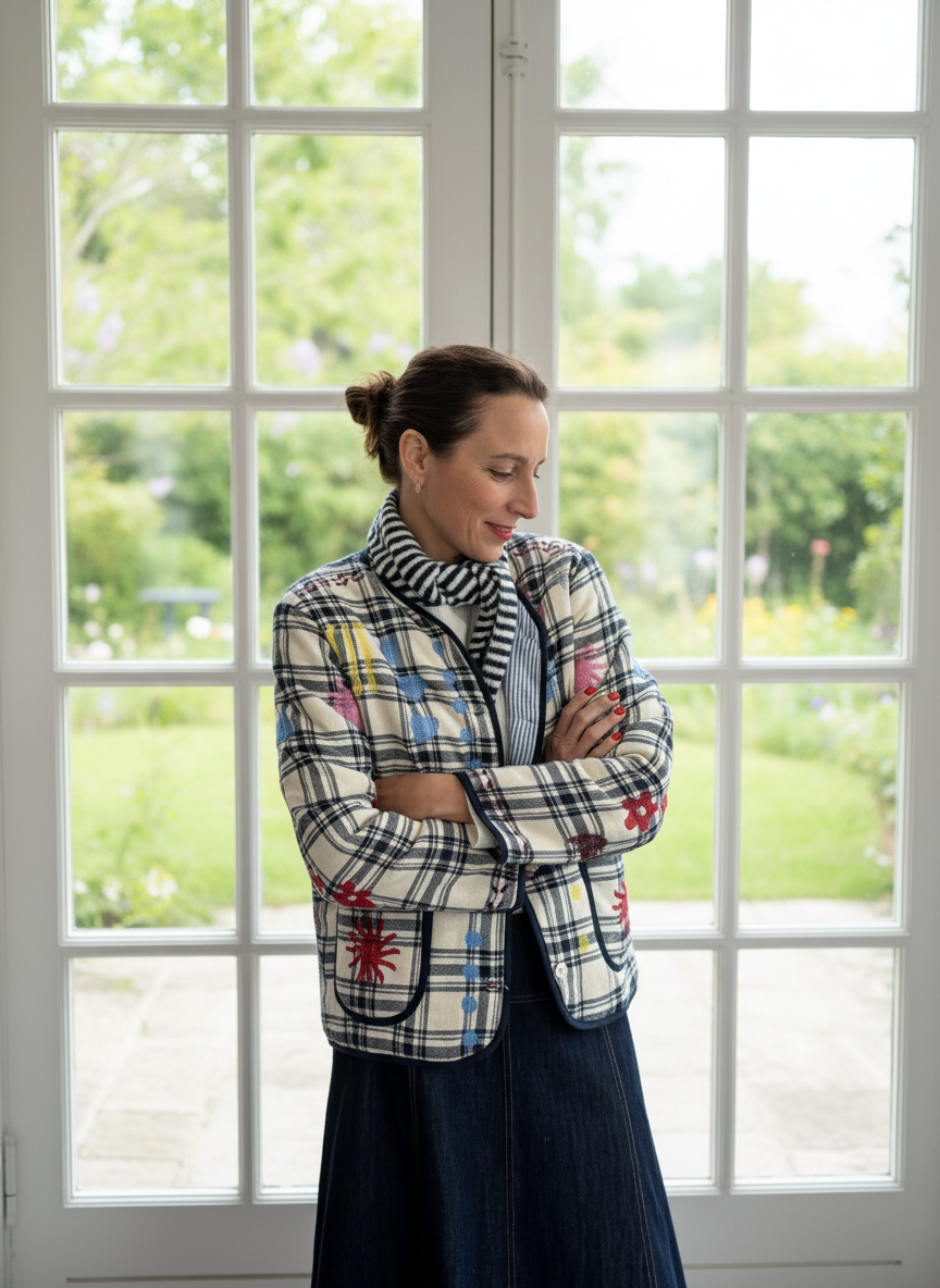 Jacke mit Stickerei 'Check'