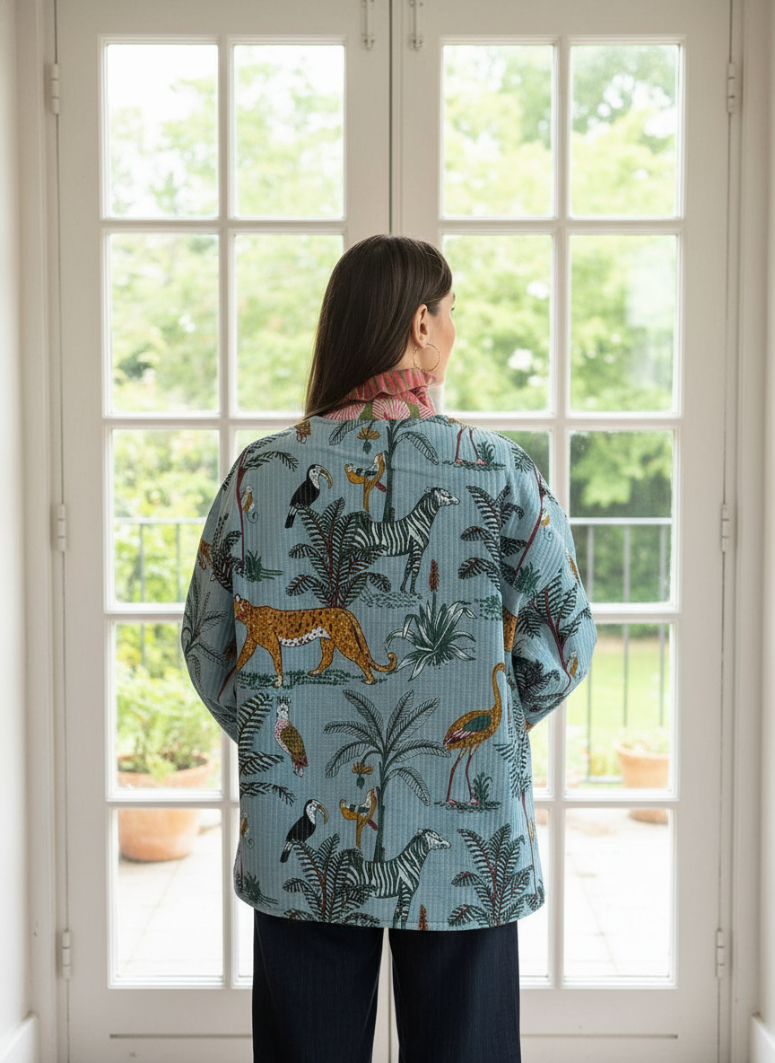 Jacke aus Samt 'Hellblau'