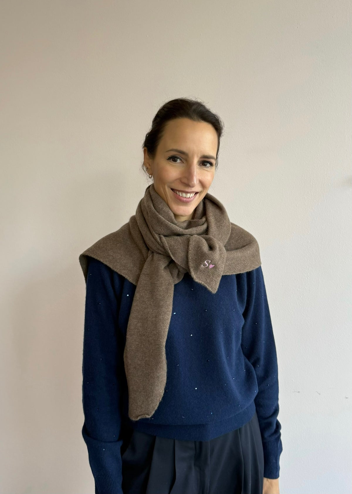 Kaschmirschal Braun personalisiert