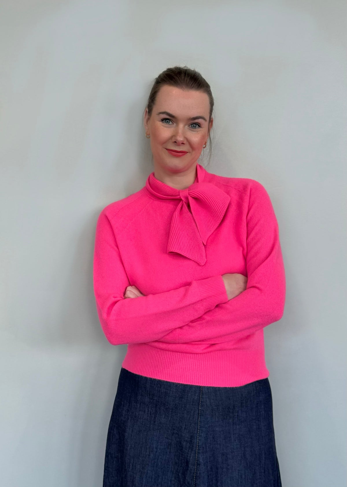 Kaschmirpullover mit Schluppe &#39;PInk&#39;