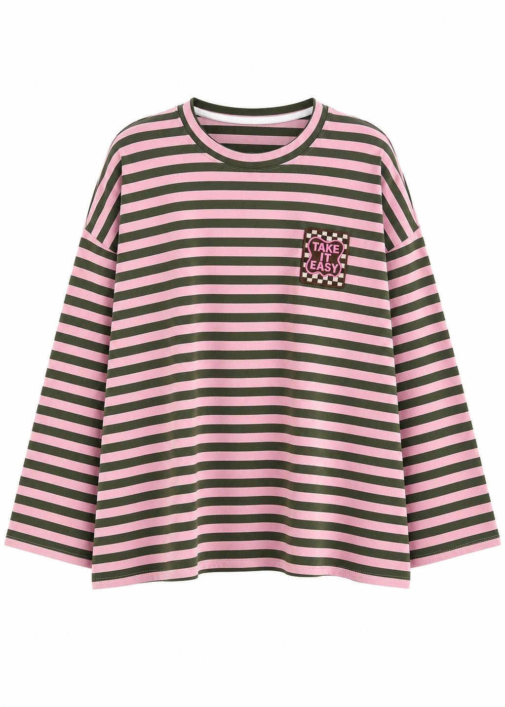 Ringel Longsleeve 'Khaki-Rosa'