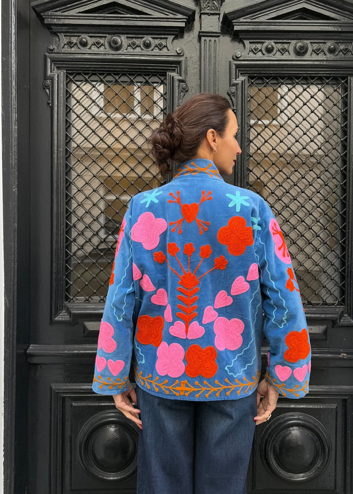 Bohojacke aus Samt 'Blau'