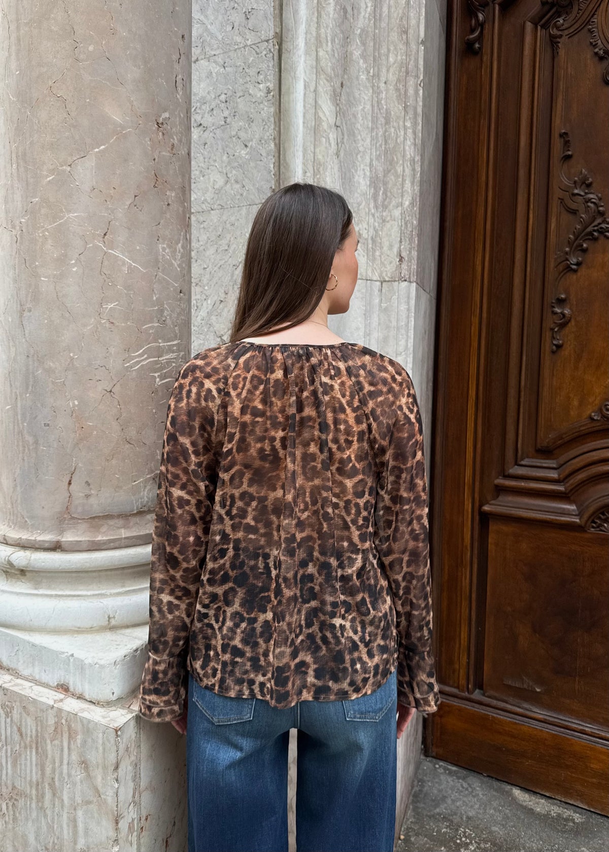 Chiffon Bluse mit Volant &#39;Leo&#39;