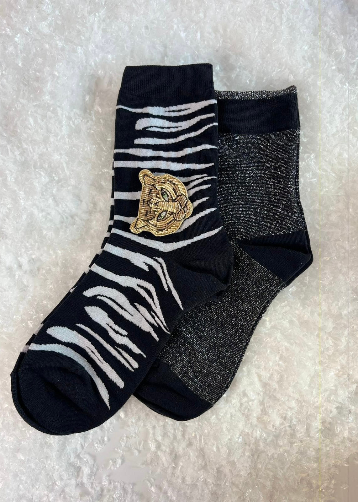 2er-Set Socken 'Tiger' Schwarz-Weiß