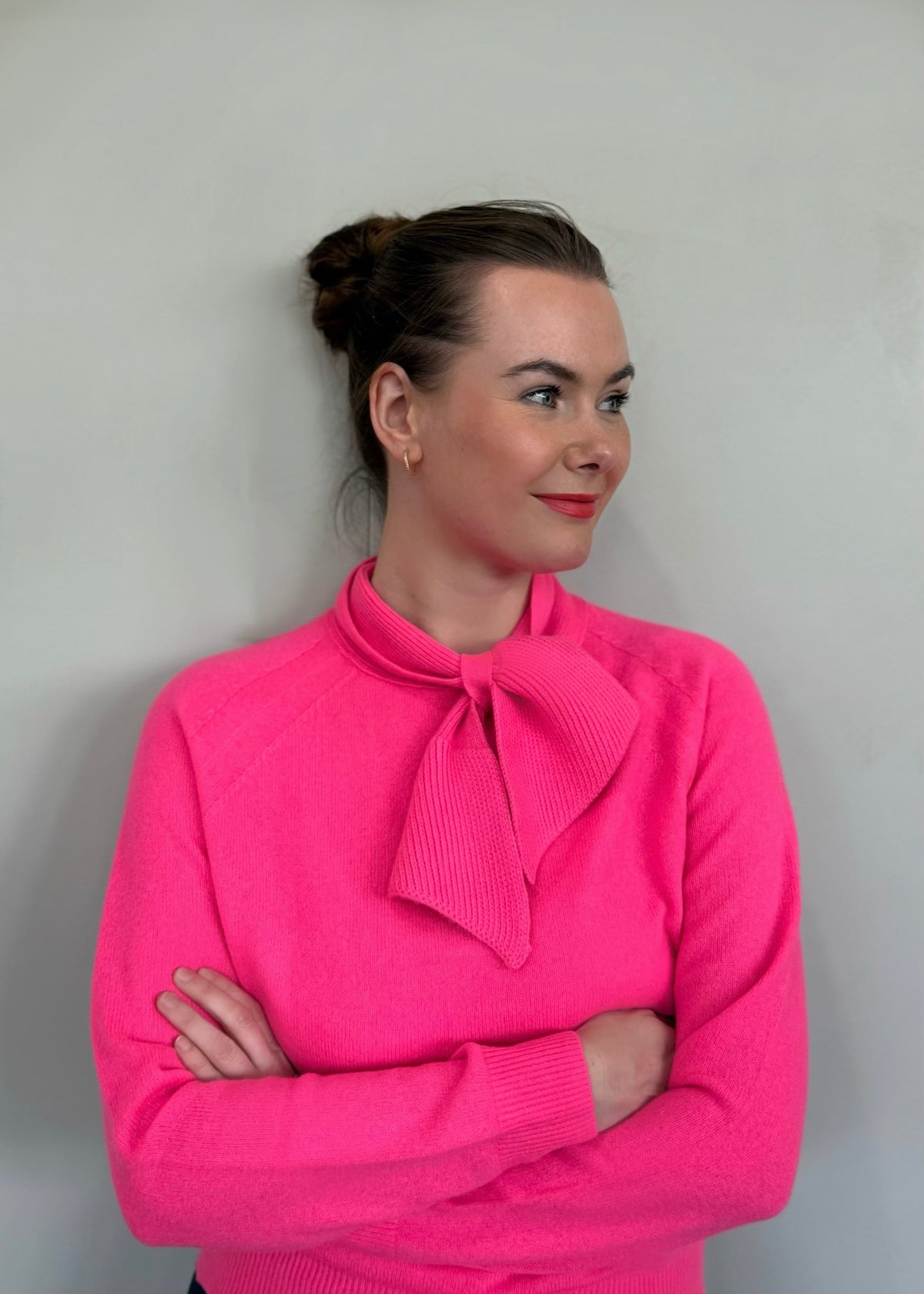 Kaschmirpullover mit Schluppe &#39;PInk&#39;