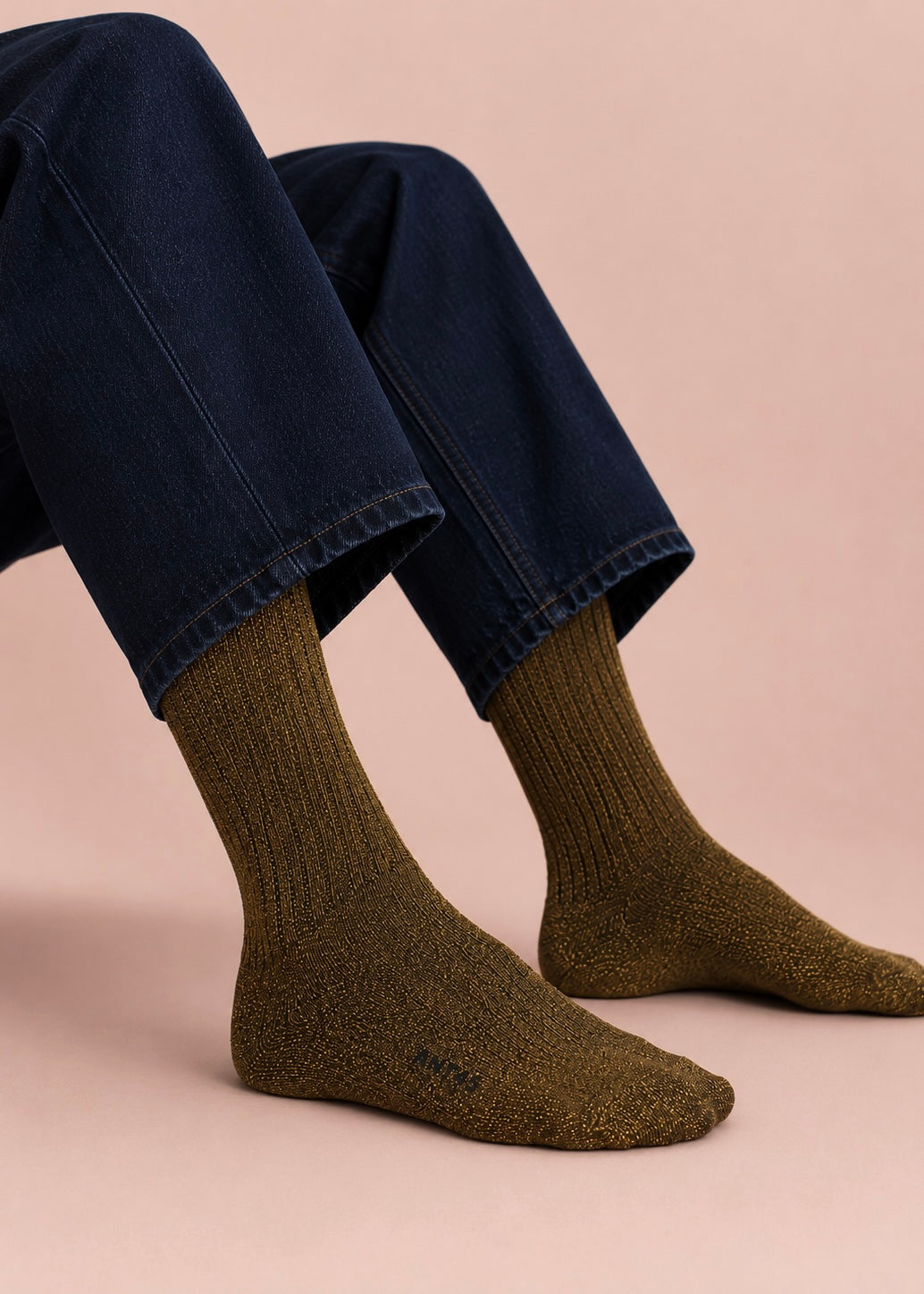 Socken mit Lurex 'Ocker'