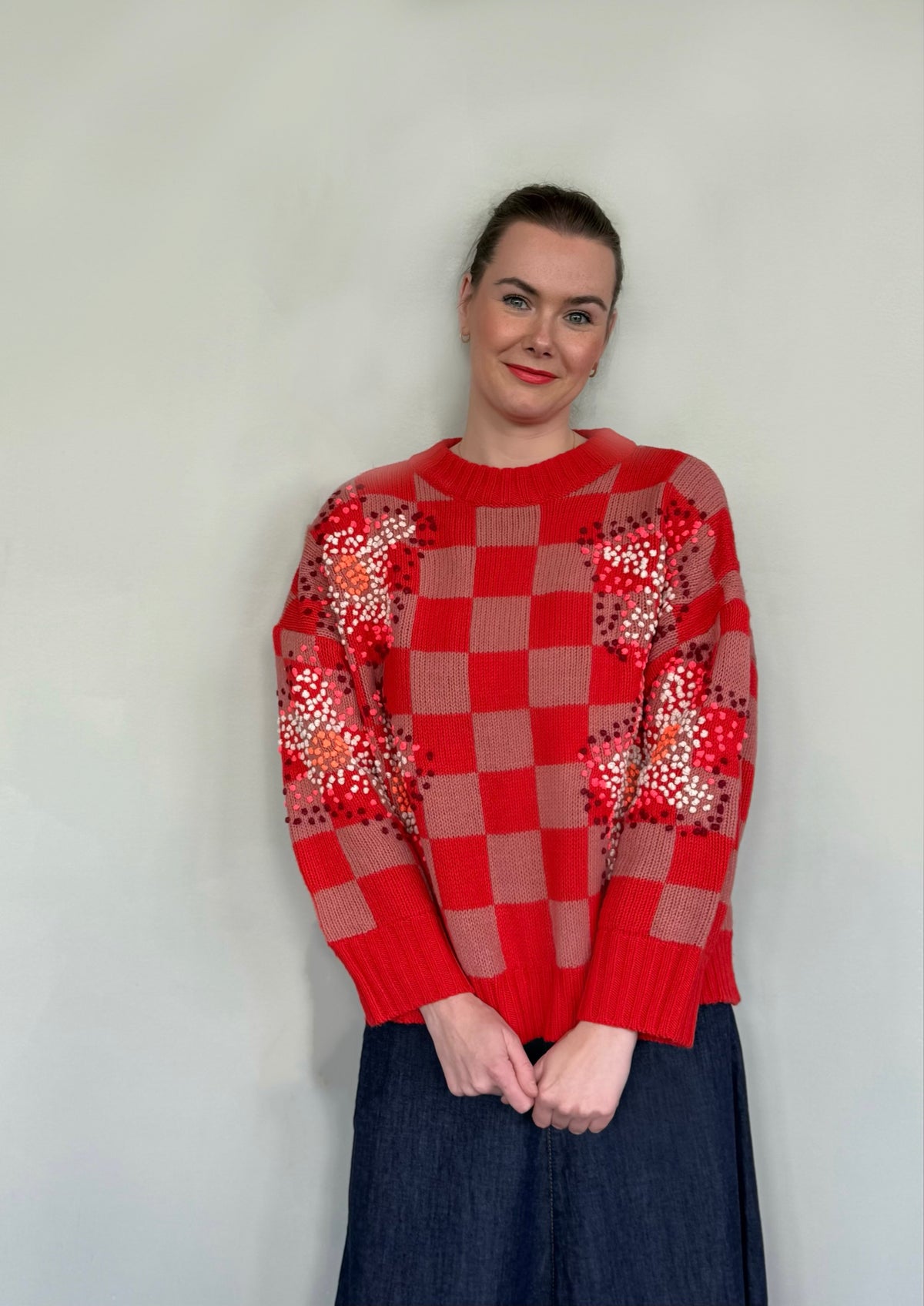 Pullover mit Schachbrettmuster