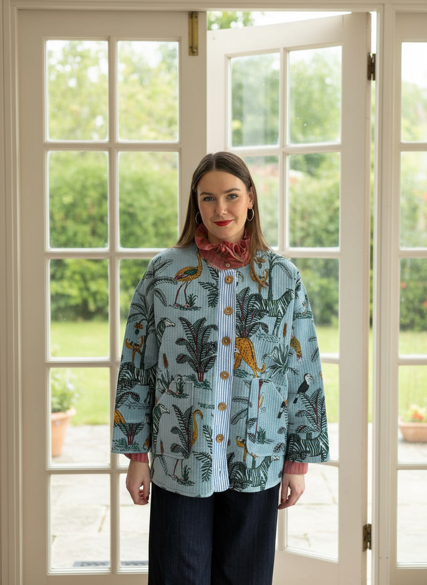 Jacke aus Samt 'Hellblau'