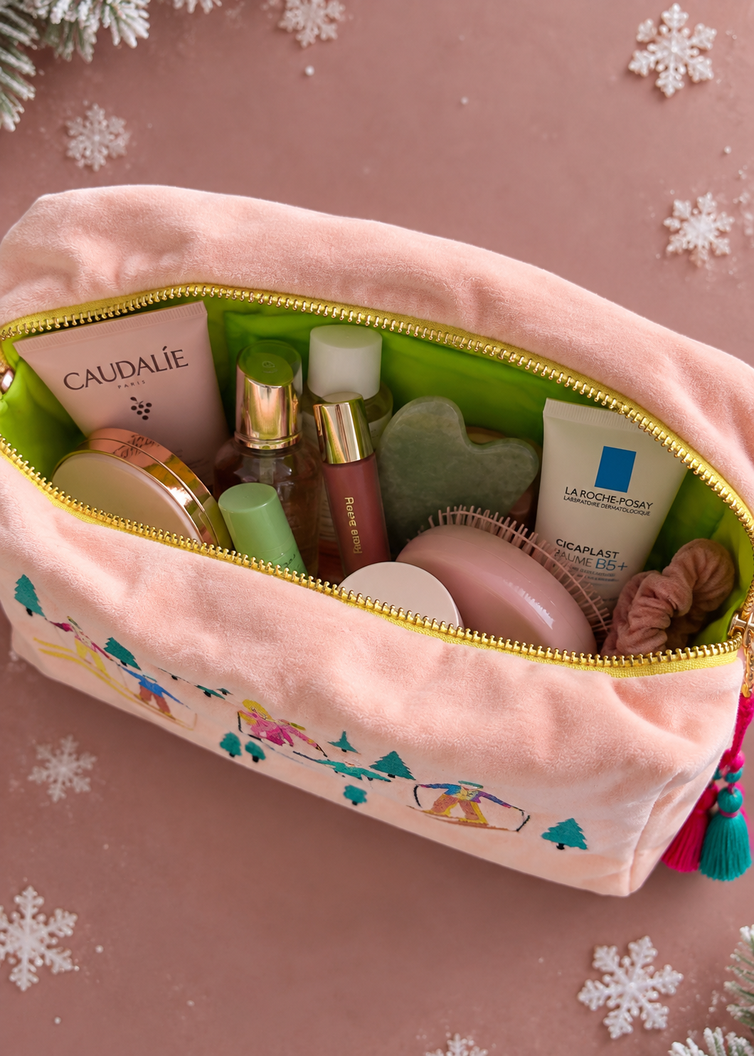Kosmetik Pouch Samt 'Ski'