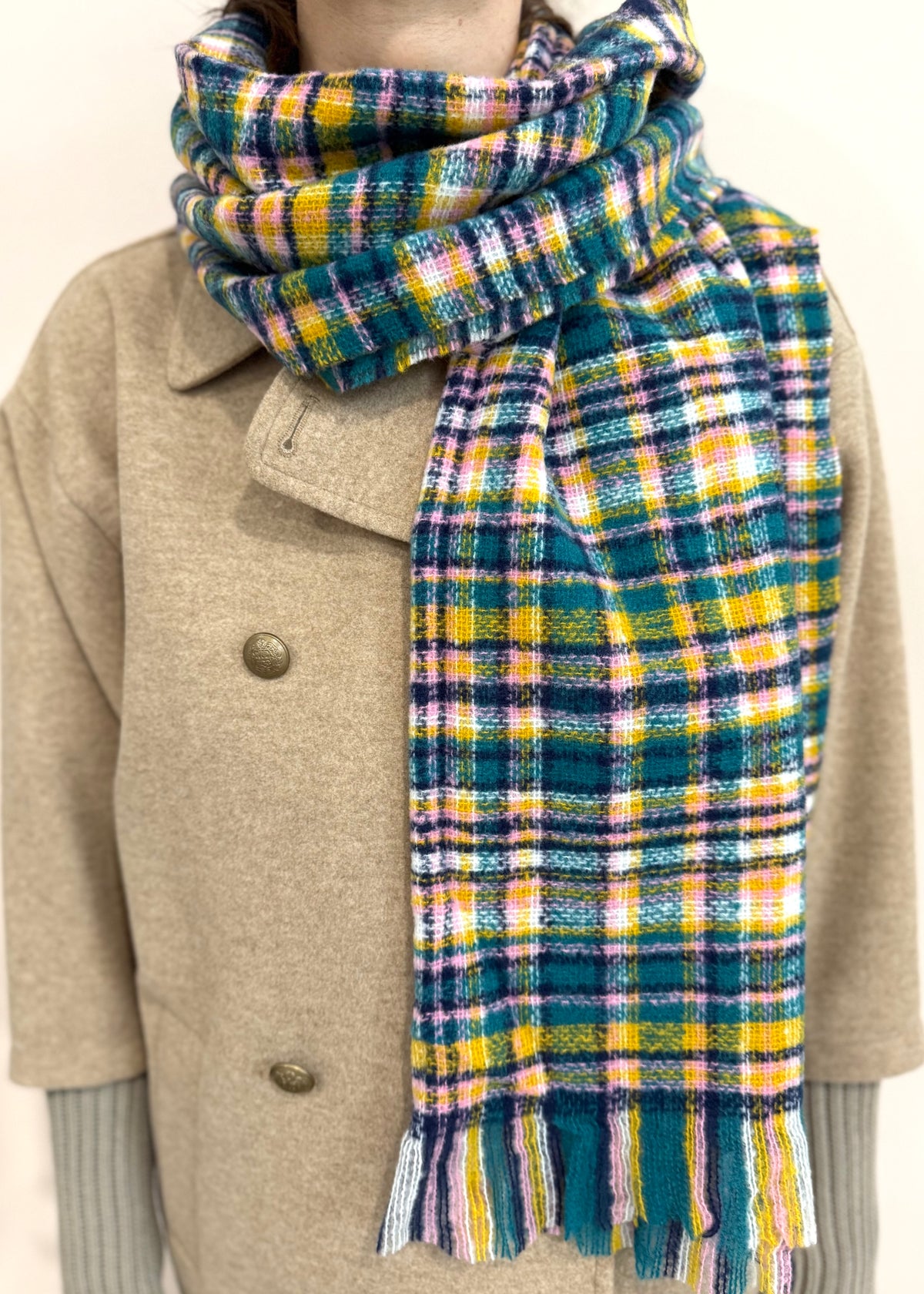 Karo Schal 'Rosa-Gelb'