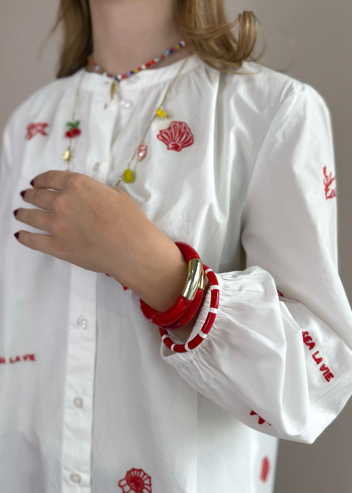 Armreif gestreift &#39;Rot-Weiß&#39;