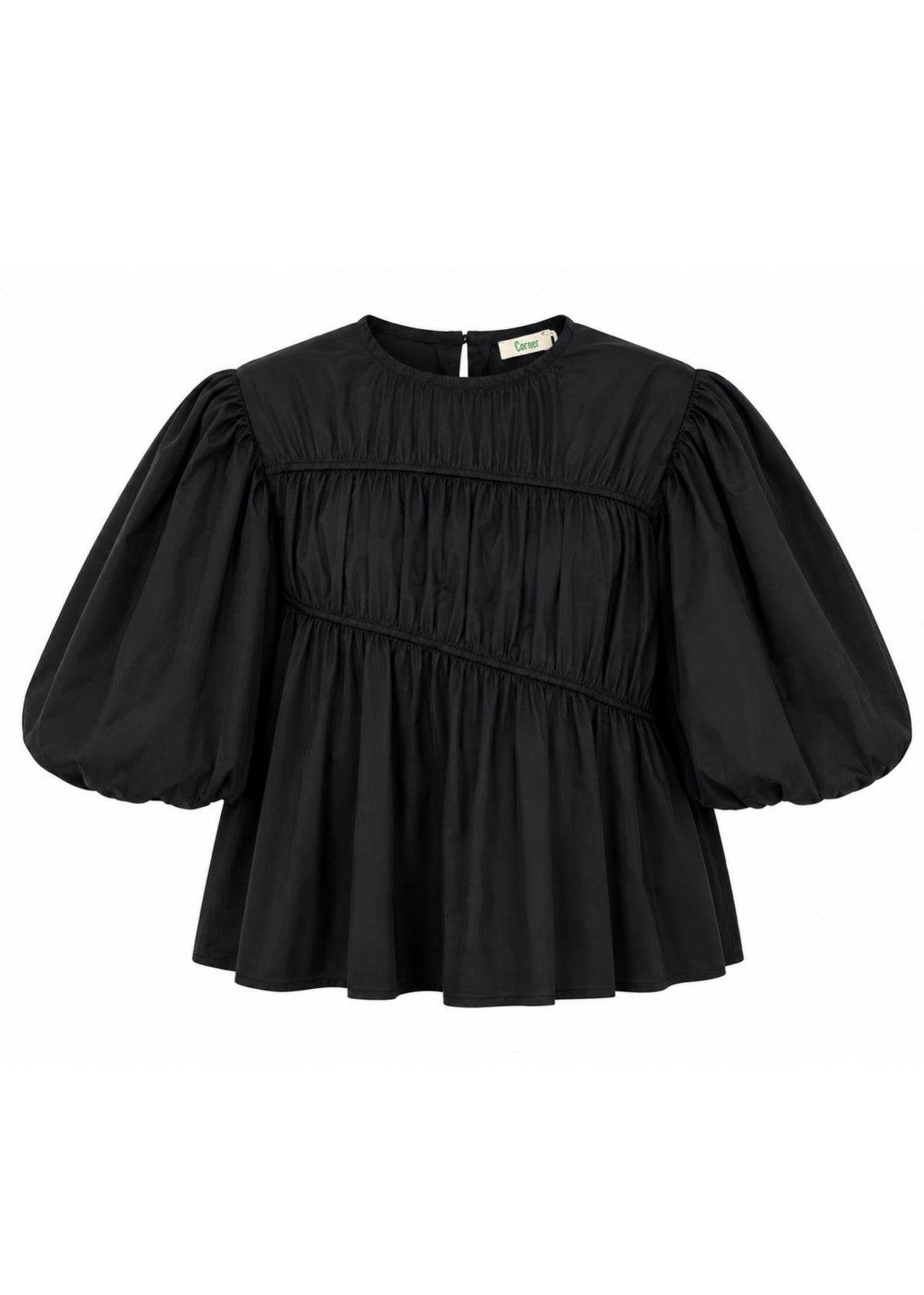 Bluse mit Ballonärmeln 'Schwarz'