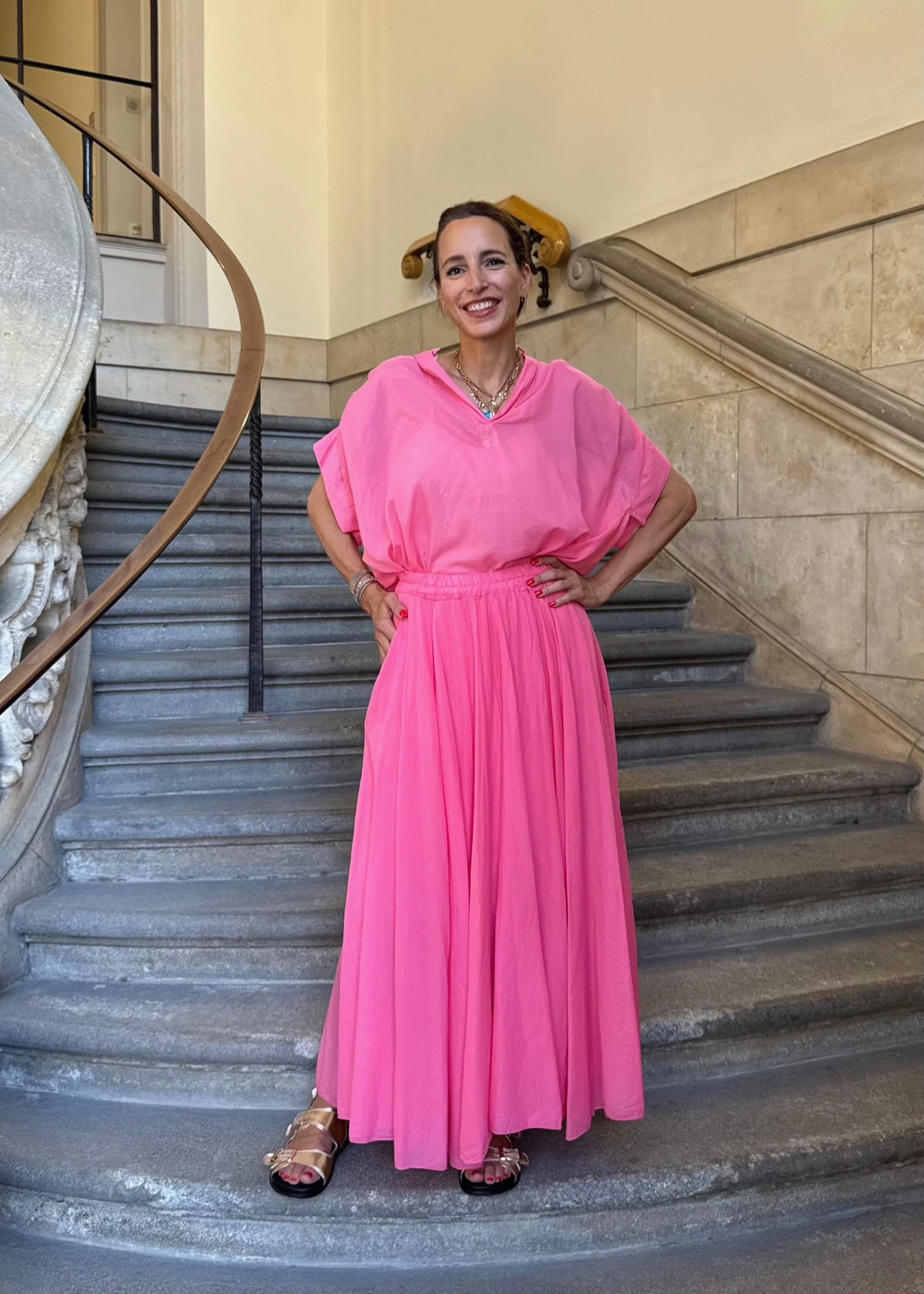 Kurzarm Bluse &#39;Pink&#39;