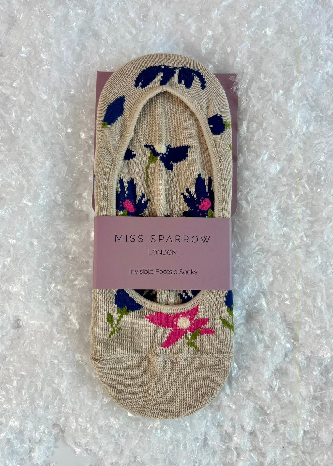 Füßlinge 'Blumen' Beige