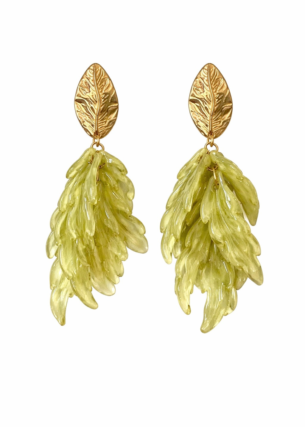 Ohrringe 'Feuilles' Grün