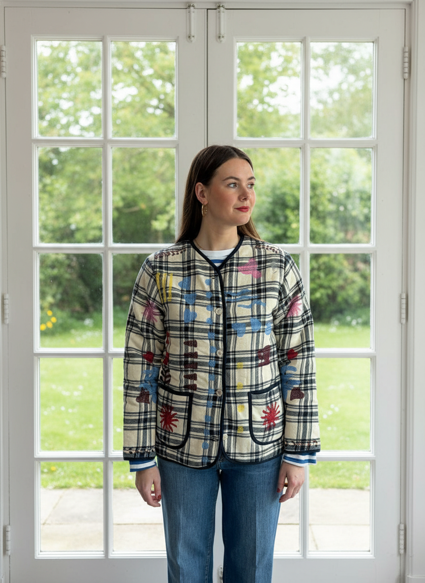 Jacke mit Stickerei 'Check'