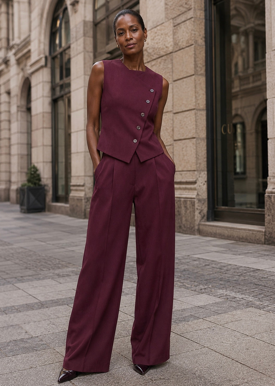 Hose mit Bundfalte 'Bordeaux'