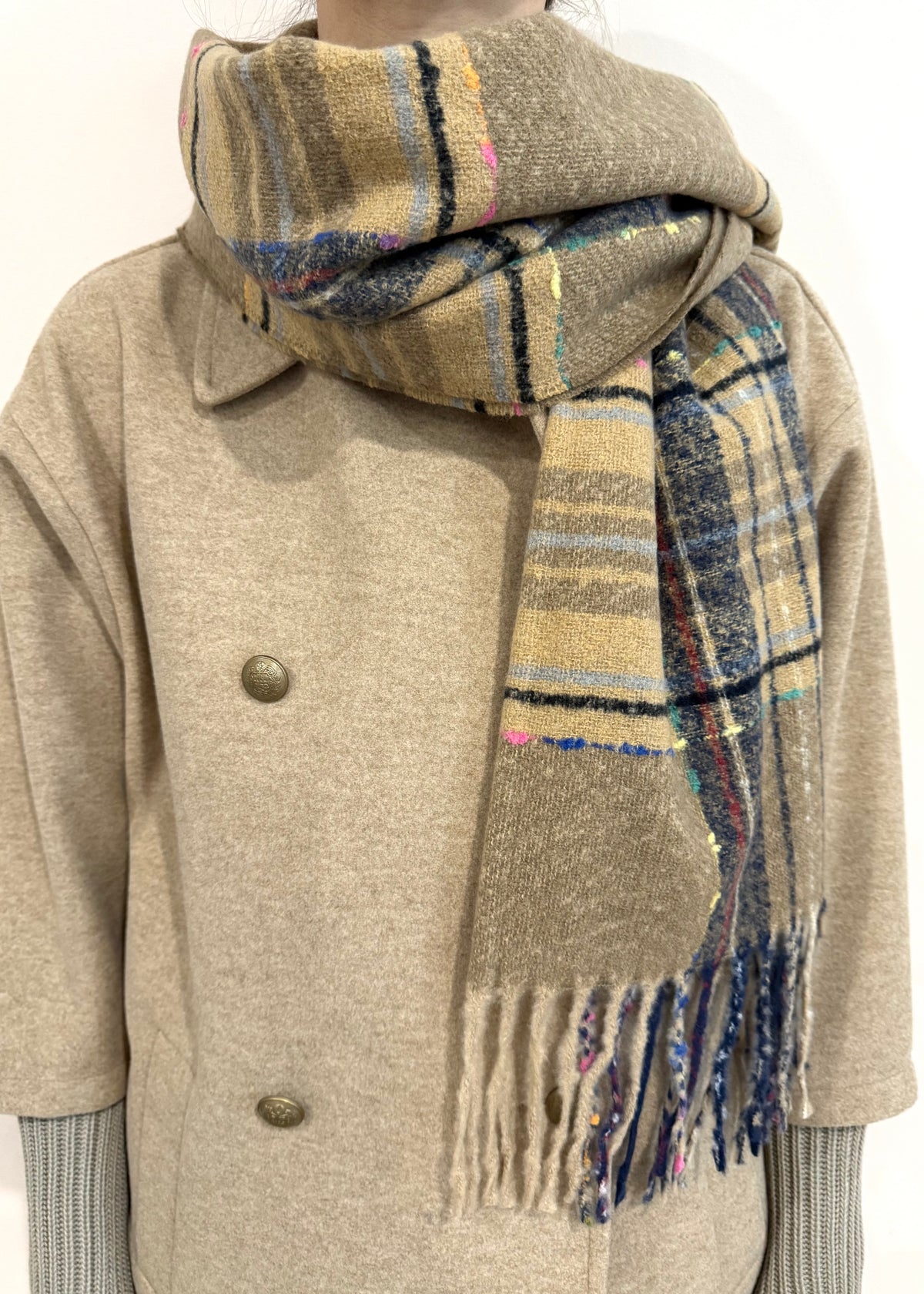 Karo Schal 'Beige-Navy'