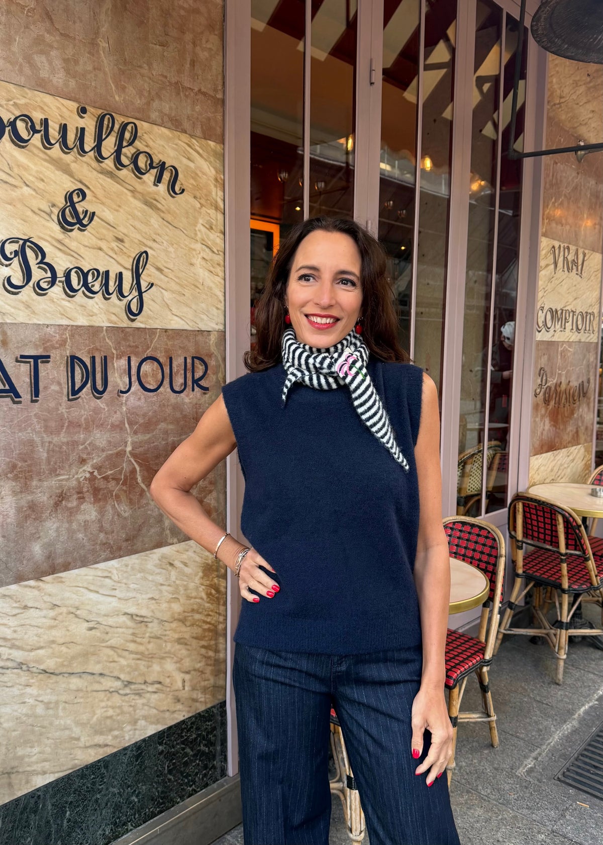 Pullunder mit Palmen-Stickerei 'Navy'