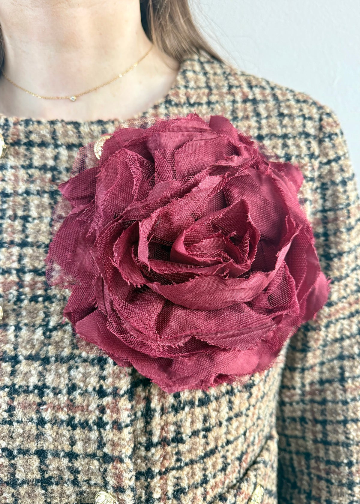 Brosche Blüte 'Bordeaux'