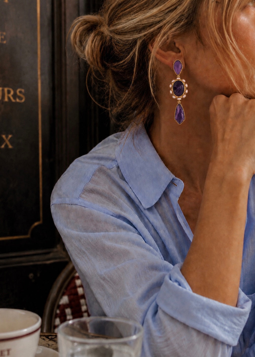 Ohrhänger mit Perlen 'Amethyst'