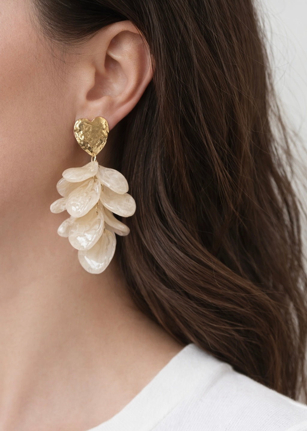 Ohrringe 'Herz' Creme