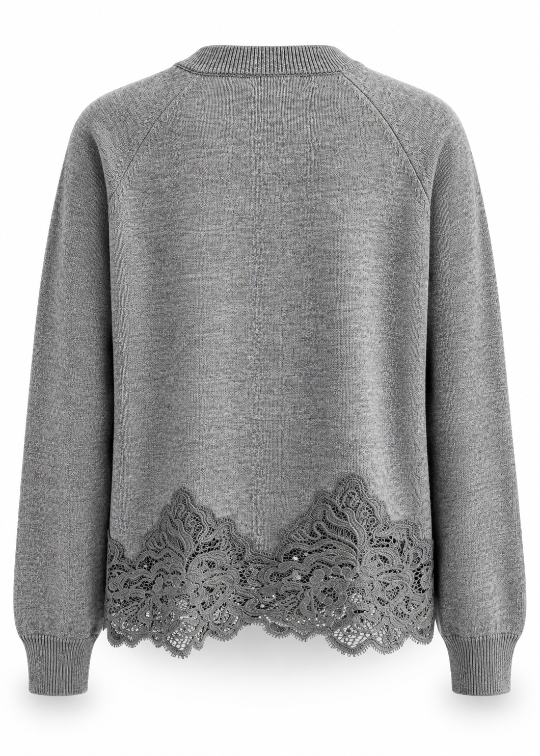 Strickjacke mit Spitze 'Grau'