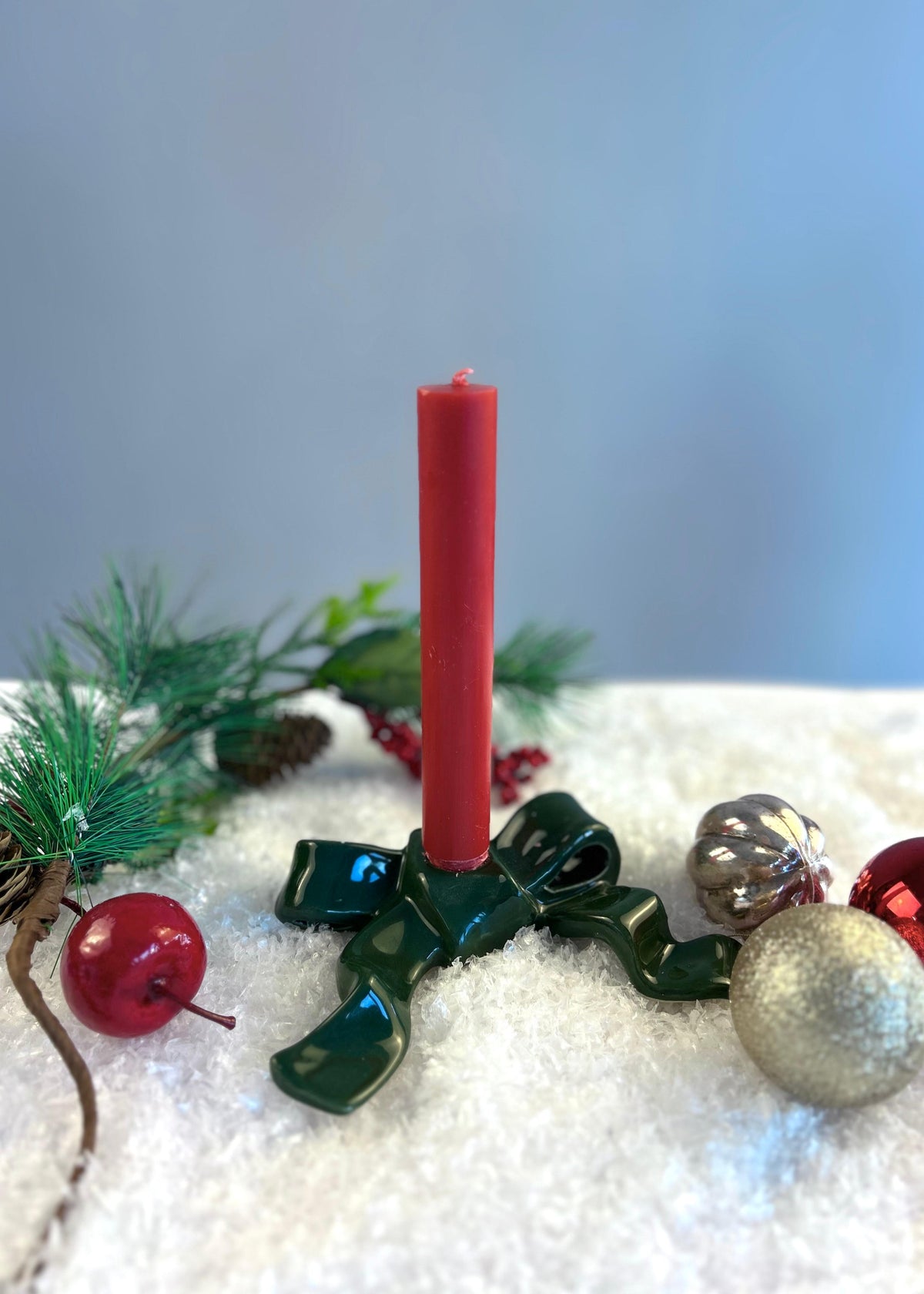 Kerzenständer 'Schleife' Dunkelgrün