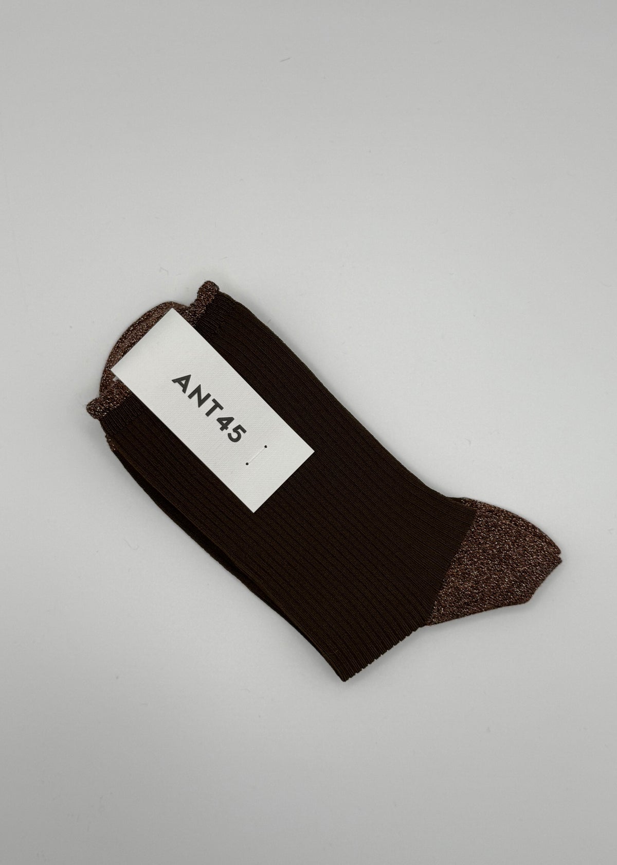 Socken gerippt mit Lurex &#39;Braun&#39;