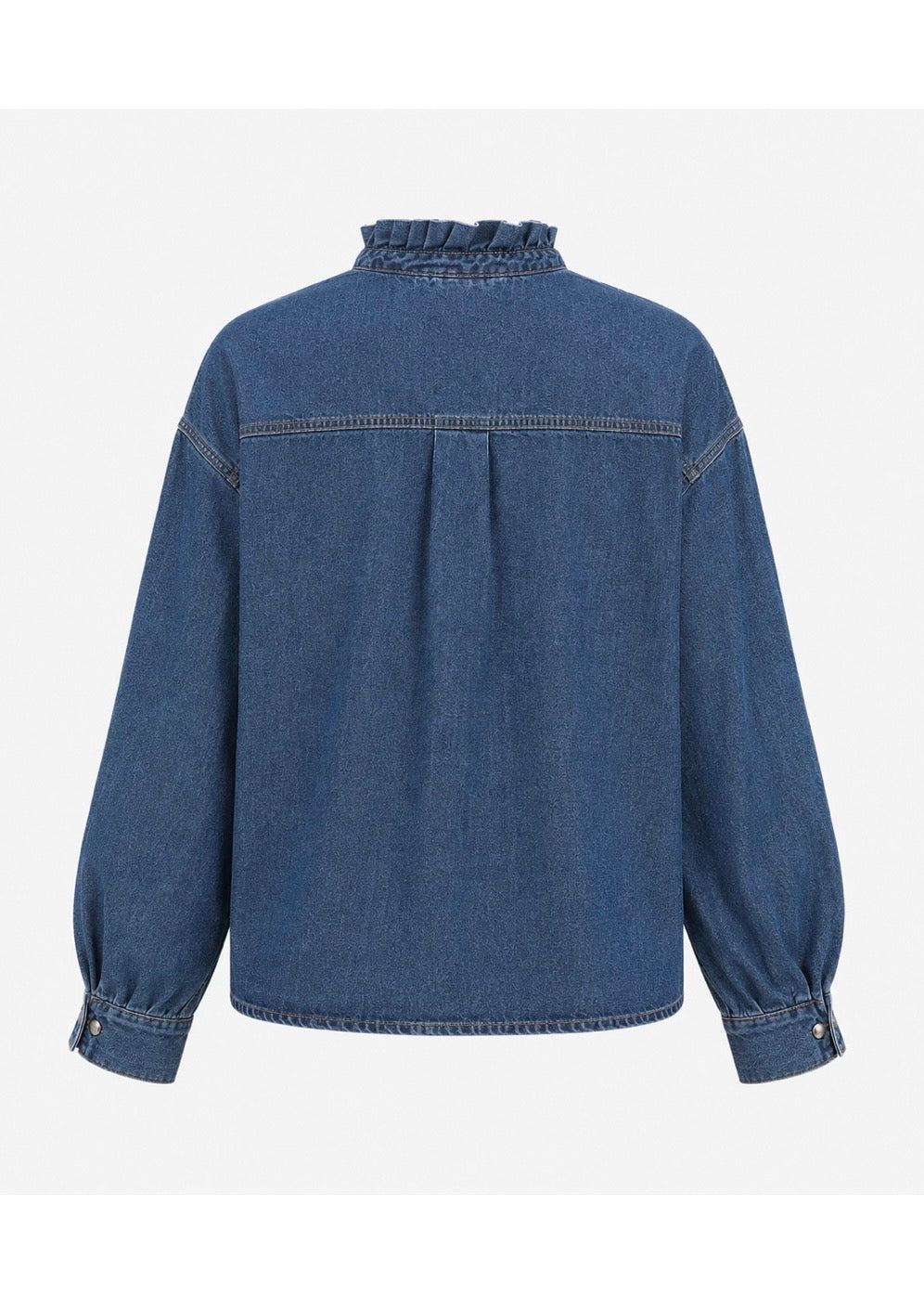 Jeansbluse mit Stehkragen