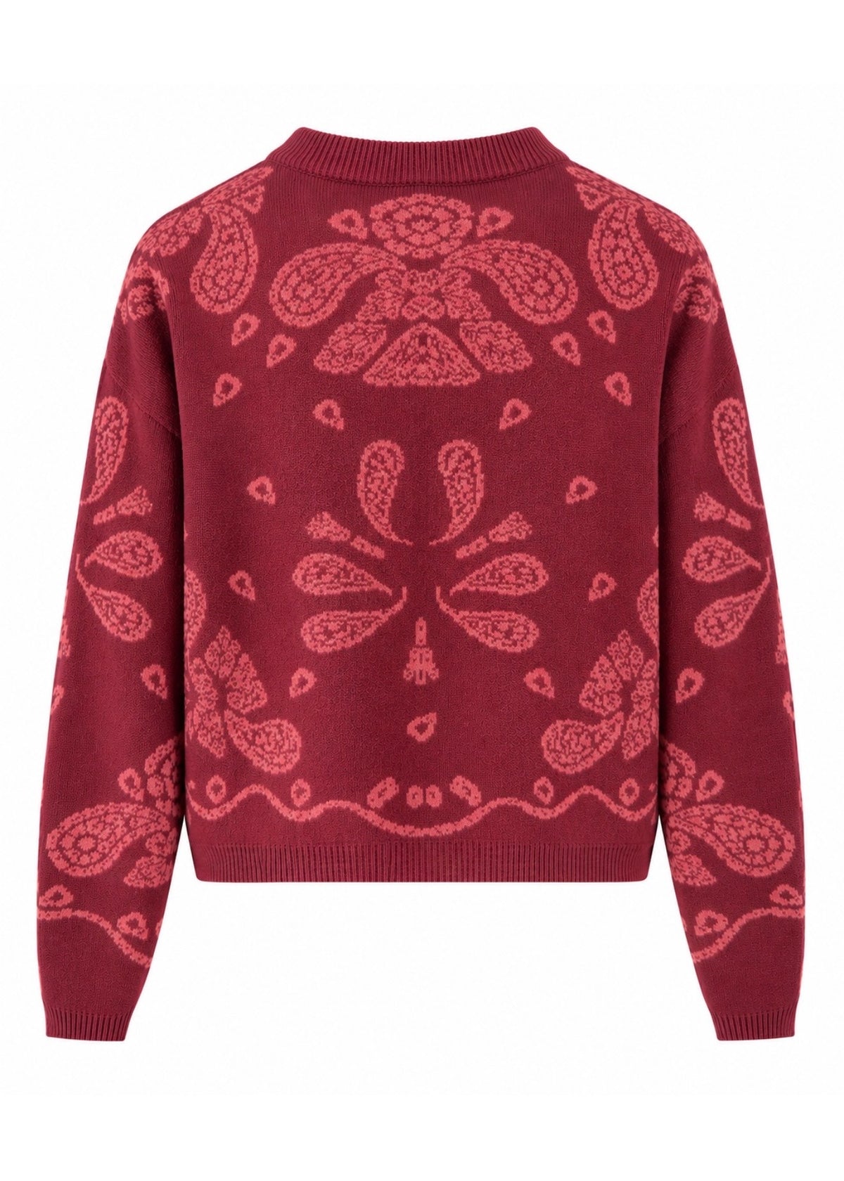 Jacquard-Strickjacke 'Paisley' Bordeaux